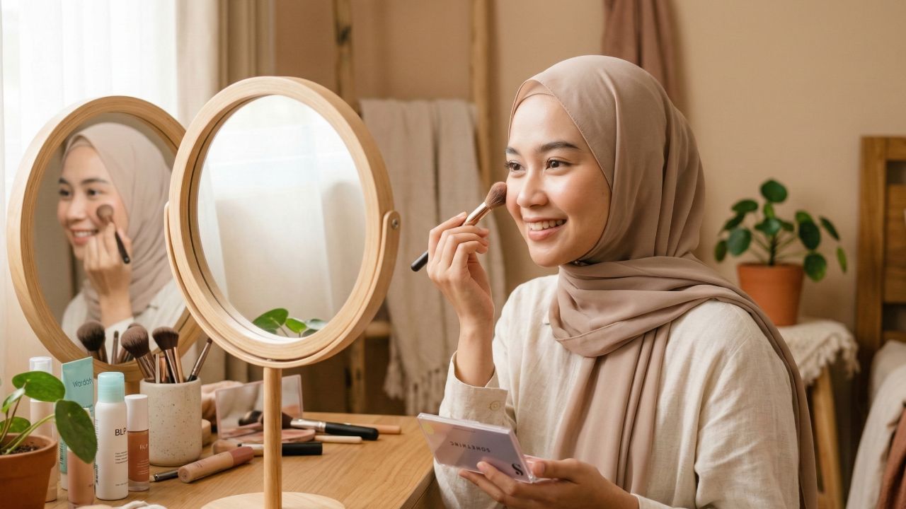 tips make up hijab agar kulit terlihat cerah